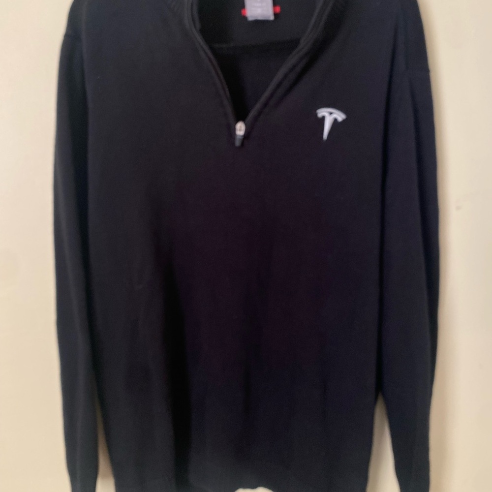 Tesla Men's Zip-Up Black Sweater